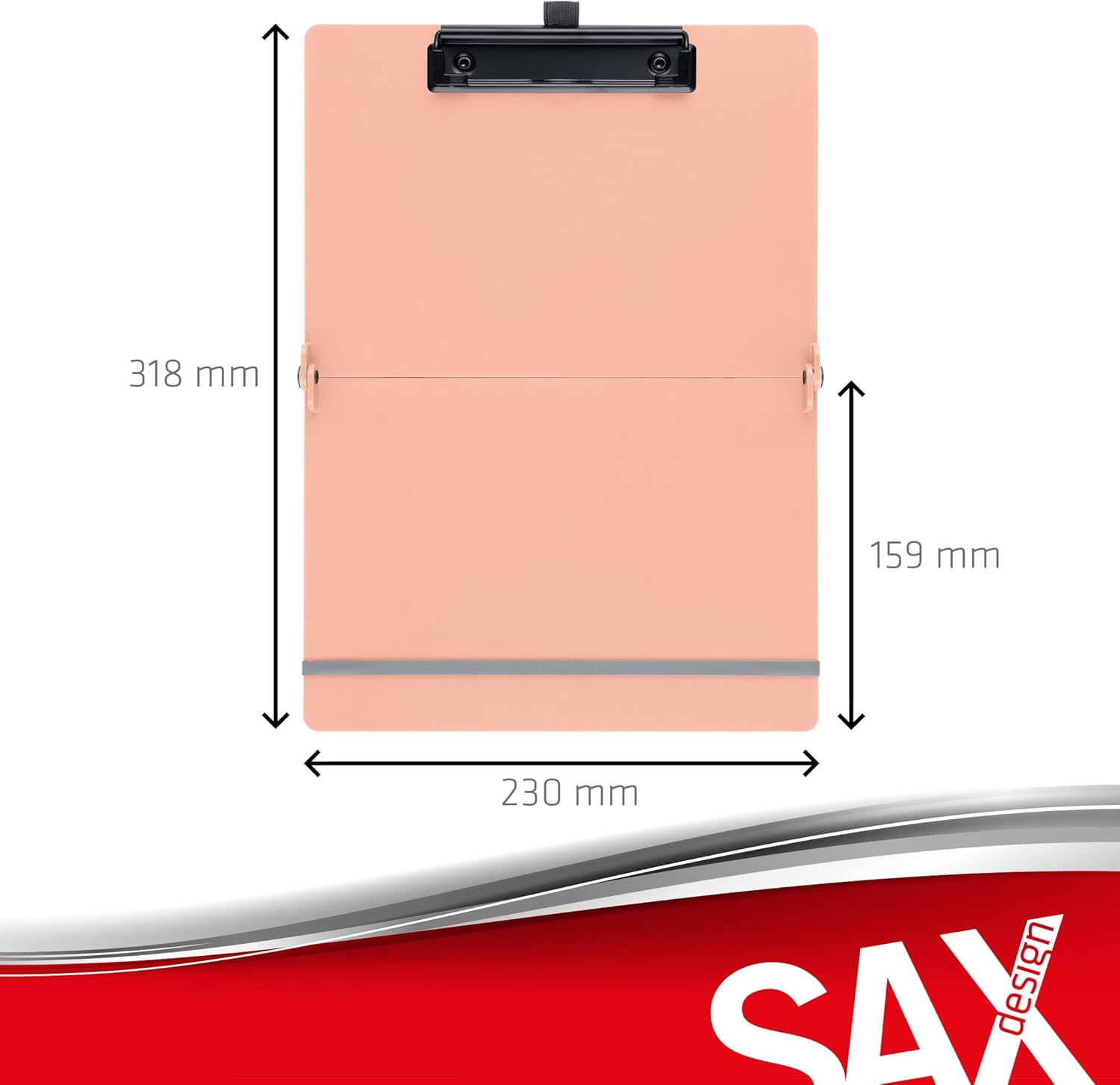 Sax Folding Clipboard Grapefruit Clipboard A4 to A5 Portrait and Landscape Format Ideal for Travel and Business Holds 30 Sheets Includes Elastic Closure Band and Pen Loop Durable & Shockproof