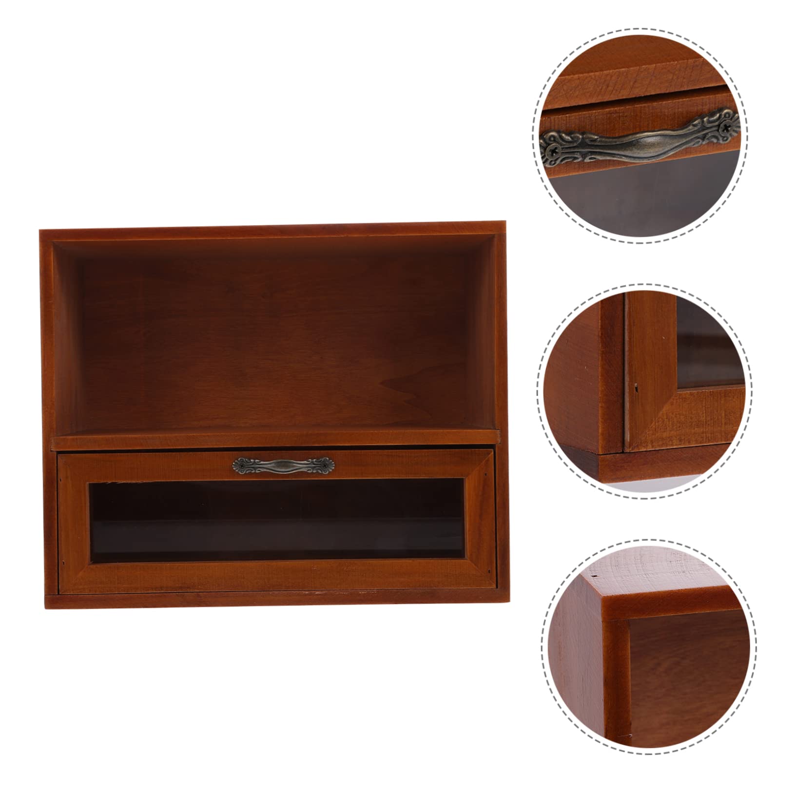 Organizzatore da Scrivania in Legno Marrone Cassetti Acrilici Resistenti, Contenitore Piccolo per Oggetti, per Home Storage e L'organizzazione di Cancelleria