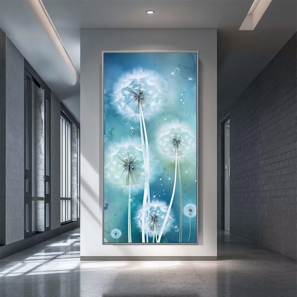 Dandelion Diamond Art Kits Adults, DIY 5D Large Diamond Painting Modern Crystal Art Kits 35.4 x 70.9 Inch, Embroidery Cross Stitch Canvas Painting by Numbers for Home Wall Decor Gifts (RD983)