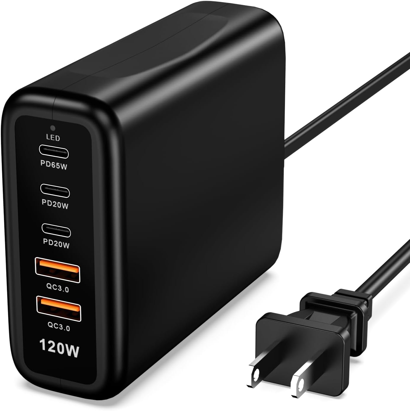 USB C Charging Station Fast Wall Charger USBC Charging Power Hub for Multiple Device Desktop Charge Block 3 USB C 2 USB A 120W Pd Rapid Strip Adapter Compatible for iPhone iPad Galaxy Smart Cell Phone