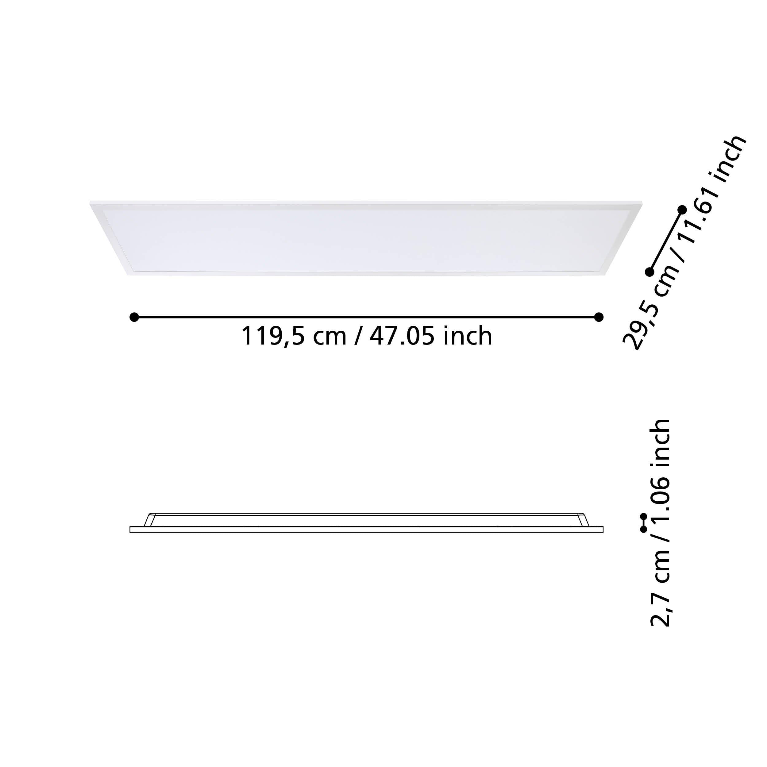 Eglo Pannello LED Rabassa, lampada da soffitto per controsoffitti, luce per ufficio e cucina, in alluminio e plastica bianca, illuminazione neutra, 120x30 cm
