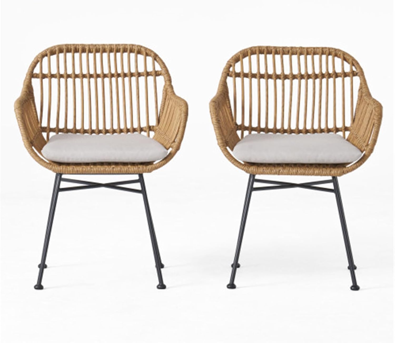 Modern 2 Piece Backrest Patio Chair with Cushion Dark Brown Chair Lounge Chair Balcony Lounge Chair Modern Guest Chair Hotel Restaurant Backrest Chair