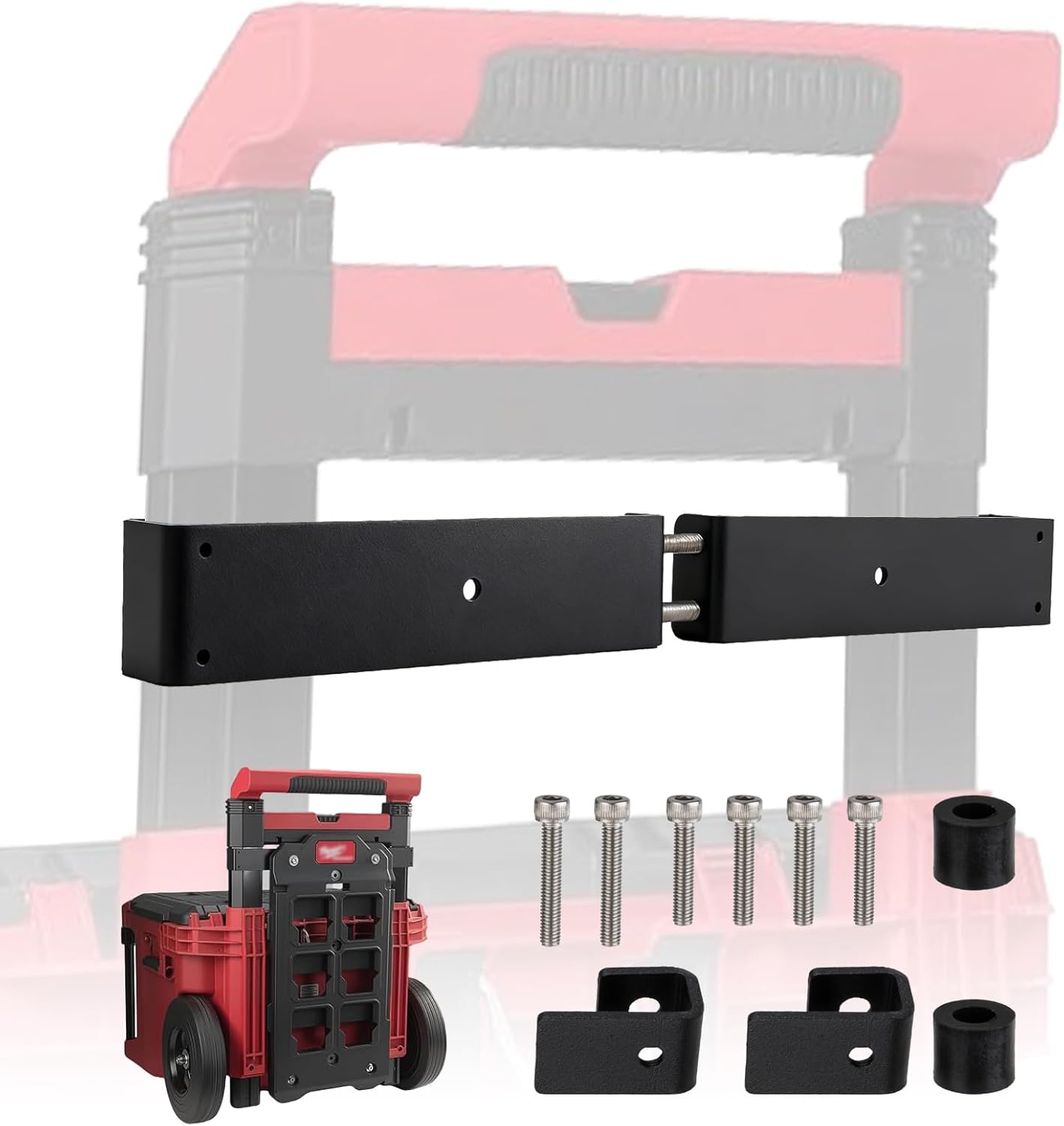 venshun Milwaukee Packout Compact Mounting Plate Holder Carbon Steel Bracket for 4822-8426 Rolling Toolbox, Tool-Free Side-Mount Organization, Expandable Storage for Tools & Accessories