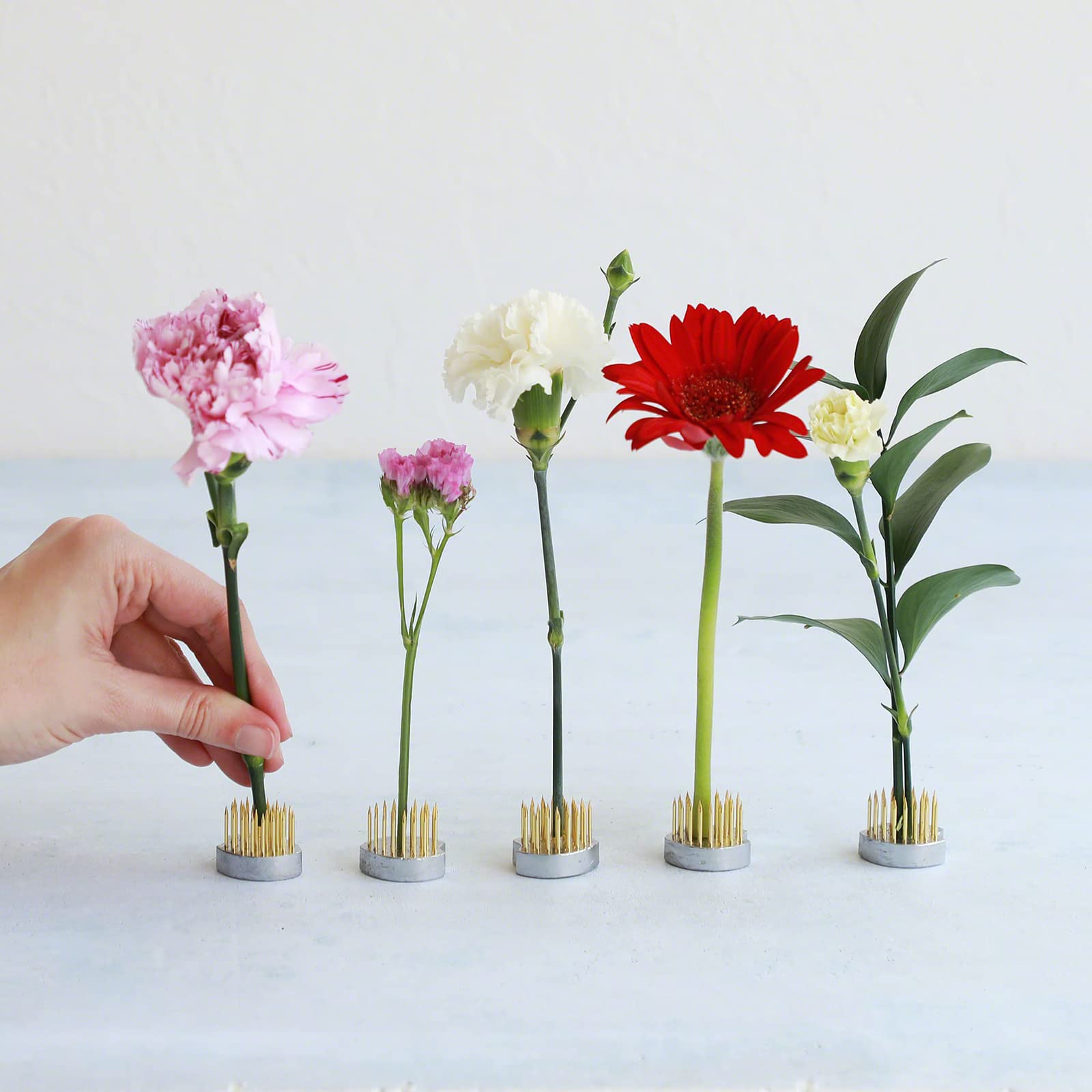 Wazakura Zestaw Kenzan Kwiat Sakury, wyprodukowany w Japonii, Mini Ikebana kwiatowa aranżacja żaba, kwiaciarnia akcesoria do układania kwiatów - 5 kwiatów sakura Kenzan