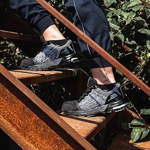 Foto von Hitmars Sicherheitsschuhe Herren Damen Arbeitsschuhe Stahlkappenschuhe Arbeitsturnschuhe S2 S3 S1 Stahlkappe Leicht Atmungsaktiv Bequeme A Grau Größe 41