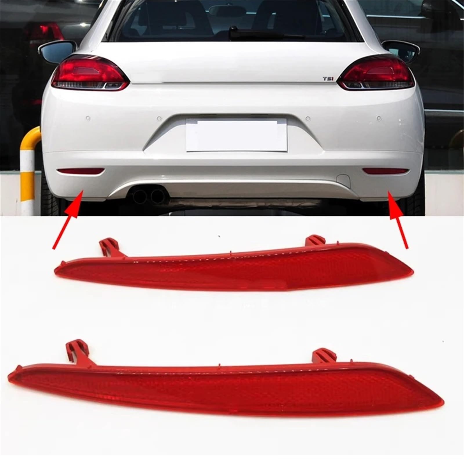 Catadiottro Posteriore Compatibile Con Per Scirocco 2009-2014 Auto Paraurti Posteriore Riflettore Lampada Arresto Segnale Girata Avvertimento Luce Kit Accessori 1K8945105