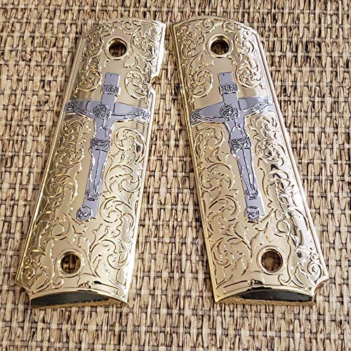 Tek_Tactical 1911 Gun Grips for Colt 1911 Full Size/Rock Island Frames Cross Jesus Grips Grips 1911 Full Size Grips Ambi Safty Grips