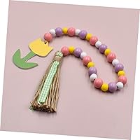 Vista 8 de Guirnalda de cuentas de madera con borlas, guirnaldas de cuentas para colgar en la pared, decoración de cuentas de madera para decoración del hogar