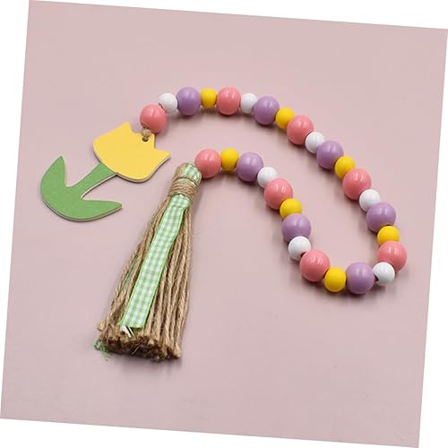 Miniatura 8 de Guirnalda de cuentas de madera con borlas, guirnaldas de cuentas para colgar en la pared, decoración de cuentas de madera para decoración del hogar