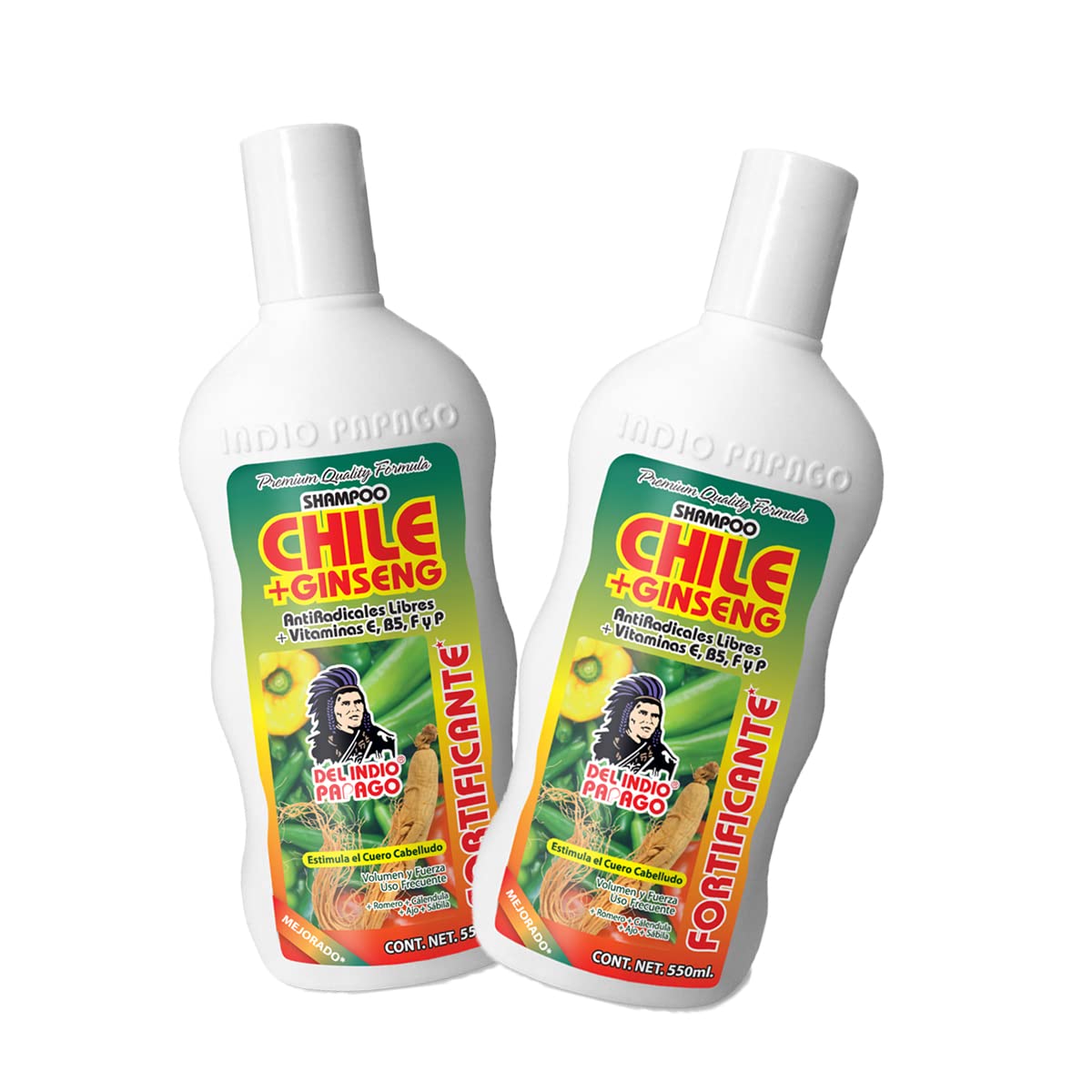 Del Indio Papago (2Pack) 3 Pack Chile + Ginseng Shampoo