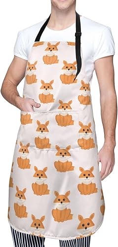 Miniatura 8 de Delantales para mujer con bolsillos, delantal de chef ajustable, correa para el cuello, delantal de cocina impermeable