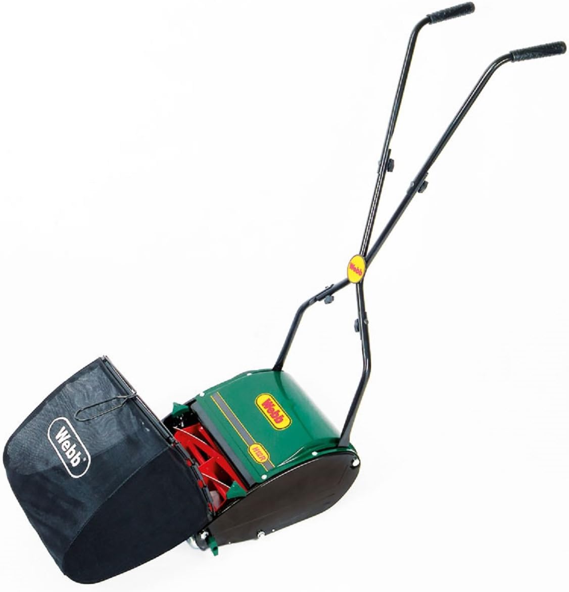 Webb 12" Hand-Push Lawn Mower Eco Friendly 18 Litre Collection Bag Cylindrical Cutting Head