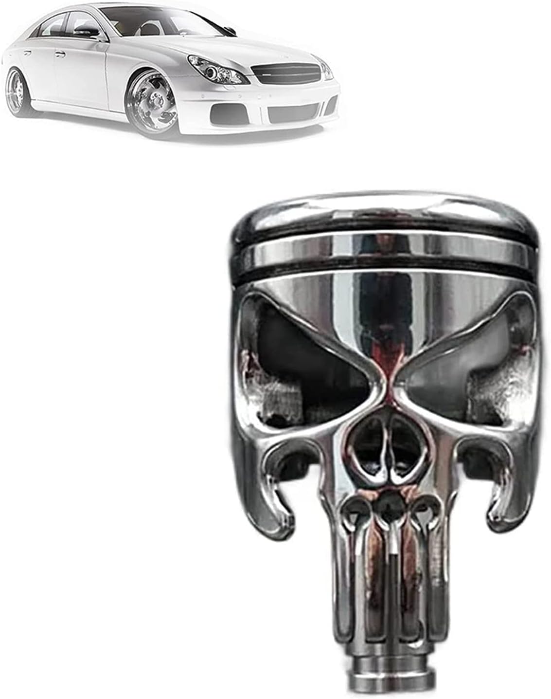 MOCIUN Piston Skull Shift Knob - Motorcycle Piston Stainless Steel Gear Shifter Skull for Manual Automatic Cars (A)