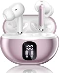 Wireless Earbuds, Bluetooth 5.4 Headphones with 50H Playback, Deep Bass Stereo Ear Buds Clear Calls with LED Power Display, Wireless Headphones with Noise Cancelling Mic for Phone/Laptop, Carbon black