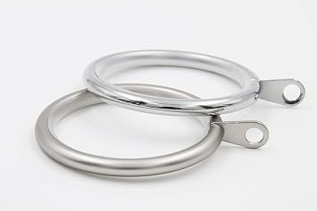 Metal Curtain Rings with Eyelets and Nylon Insets, Set of 12, 1.18 Inch Inner Diameter Drapery Rings for 3/4" Rods, Quiet & Scratch-Resistant, Premium Duty Curtain Hardware, Brushed Nickel