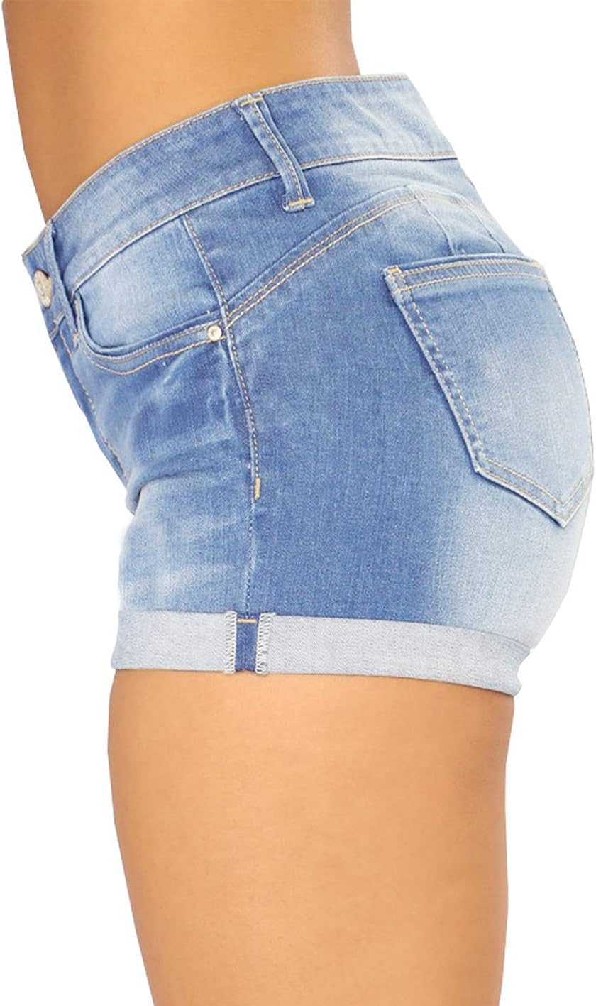 Govc Women Casual Summer Mid Waist Stretchy Denim Jean Shorts Junior Short Jeans - Image 2