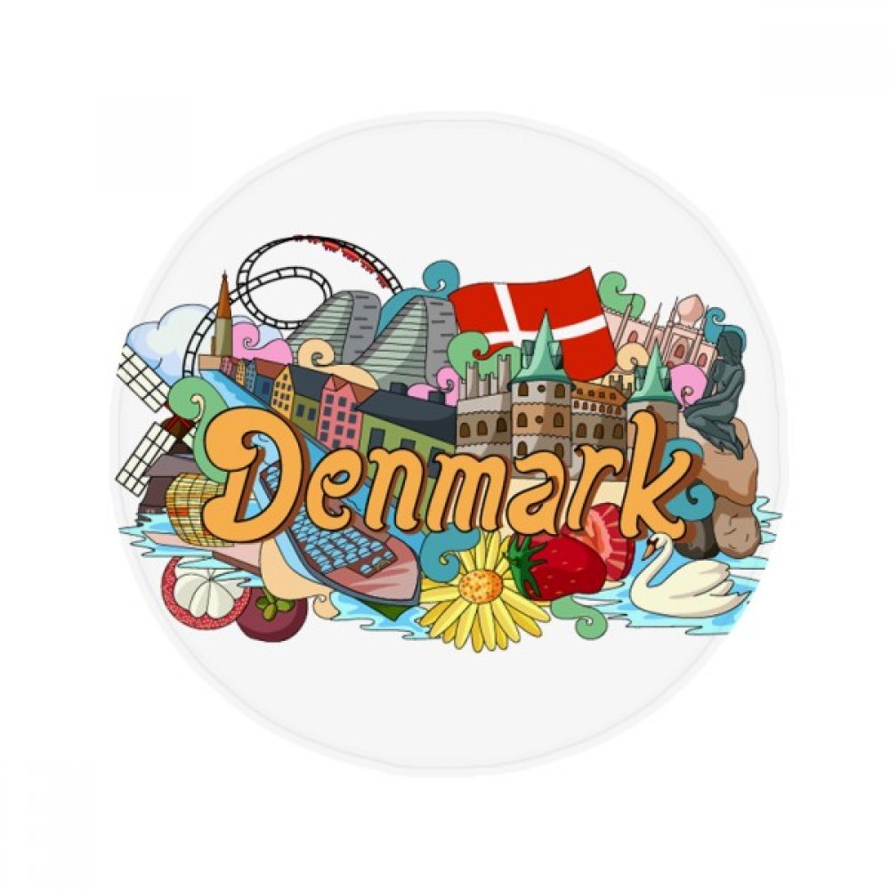 Tapis rond antidérapant pour cuisine et salon motif Danemark 80cm