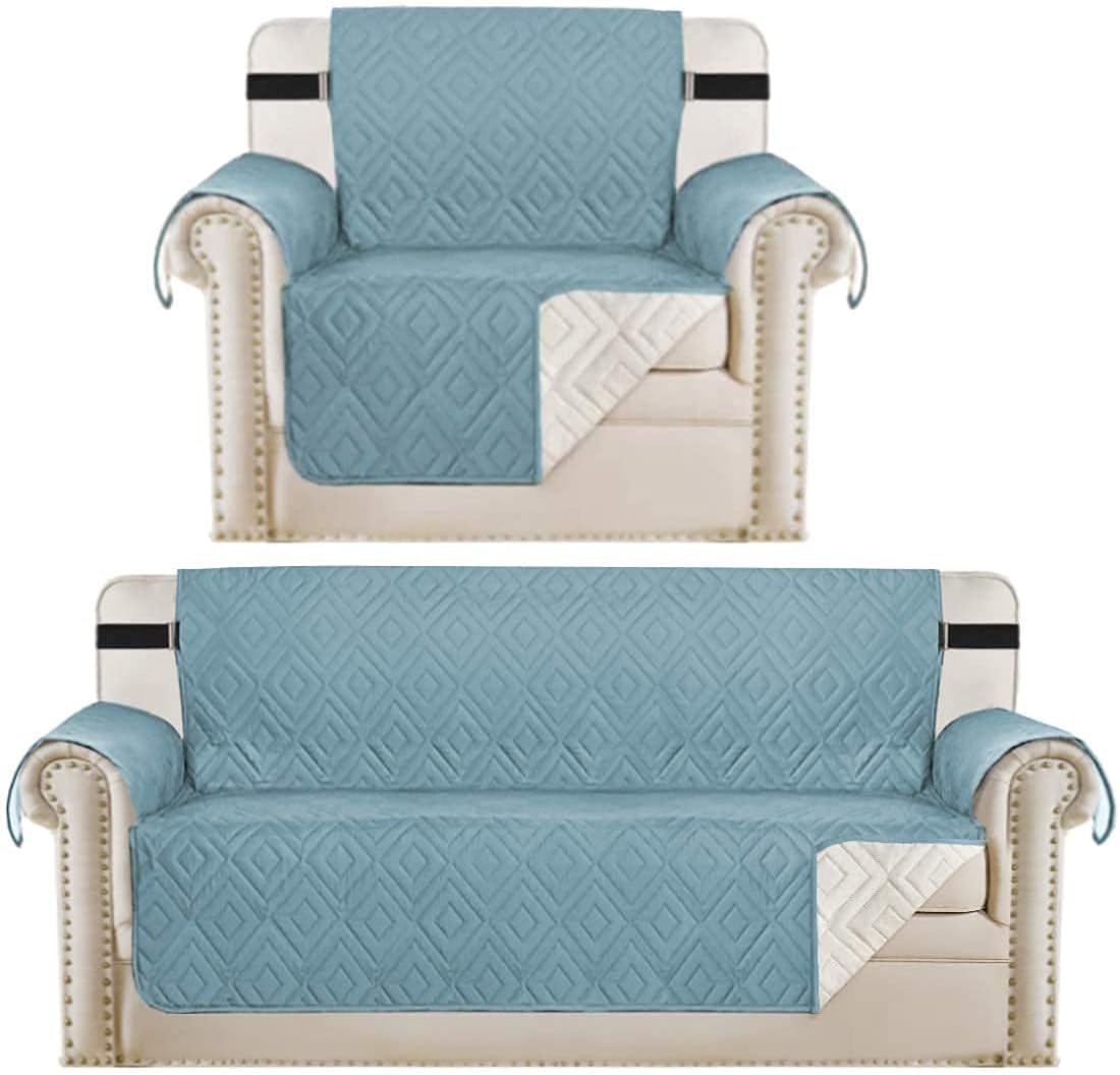 H.VERSAILTEX Reversible Chair slipcover Bundles Sofa slipcover, Stone Blue