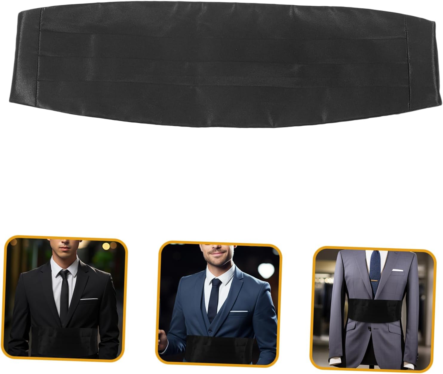 Men's Cummerbund for Tuxedo Soft Waist Support Band Black for Weddings and Formal Events Stylish Waist Accessory for Gentlemen
