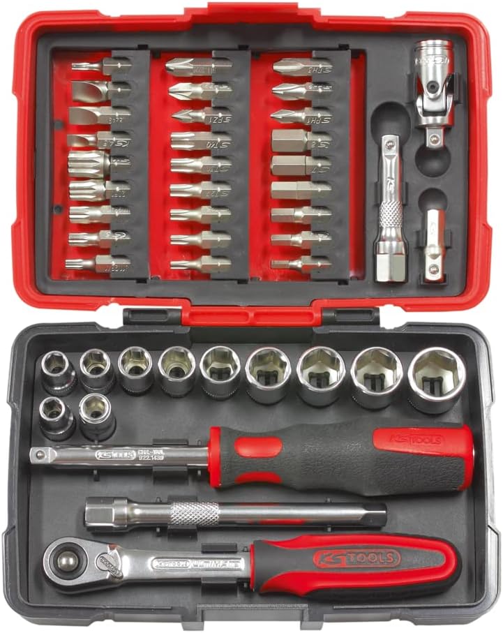 KS Tools 922.0644 Ultimate 44-Piece Set of Sockets/Accessories 1/4 Inch Drive