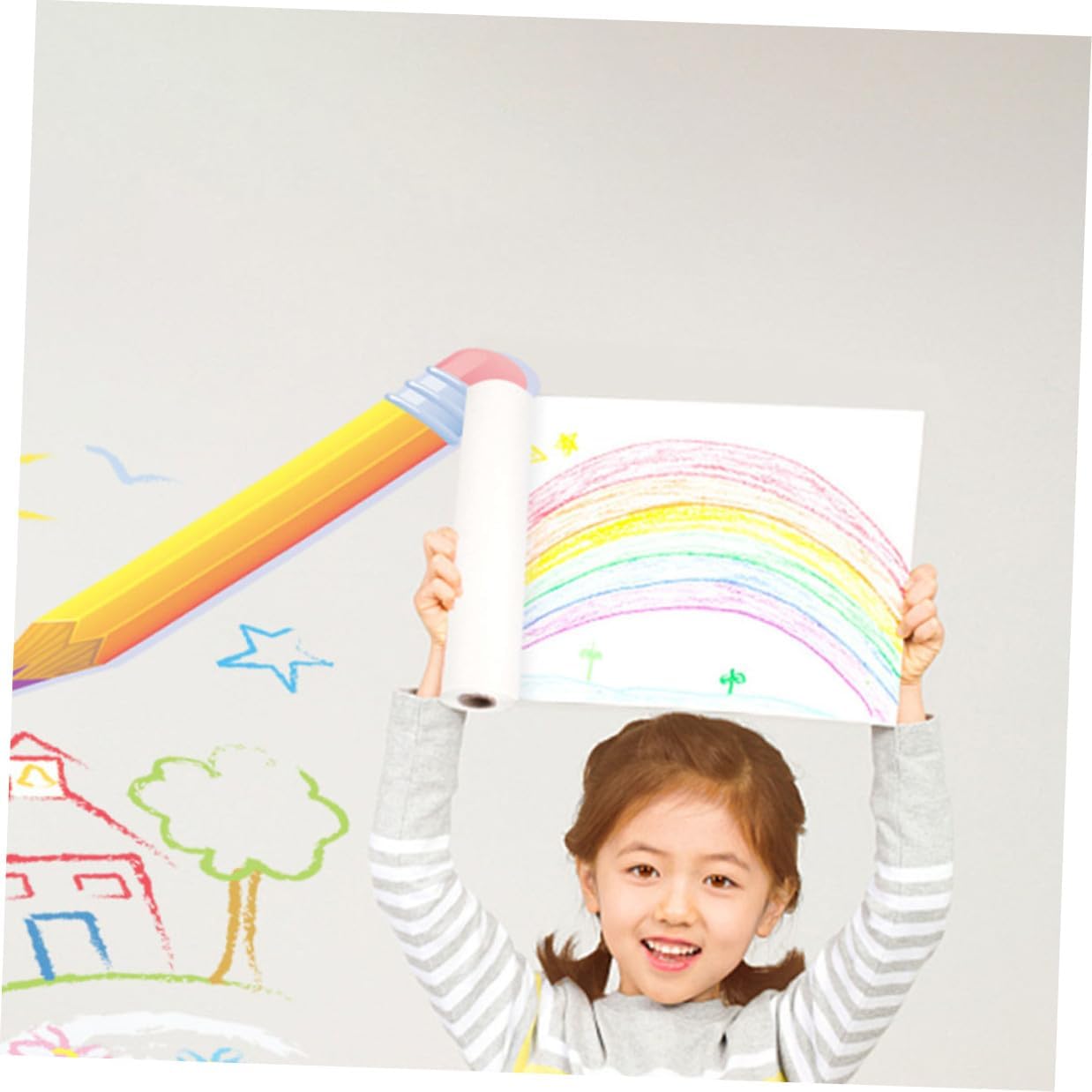 PLAFOPE Wooden Painting Paper Roll Easel with Storage Rack Portable Drawing Supply Stand with Smooth Surface Includes Paper Roll for Creative Fun and DIY Crafts