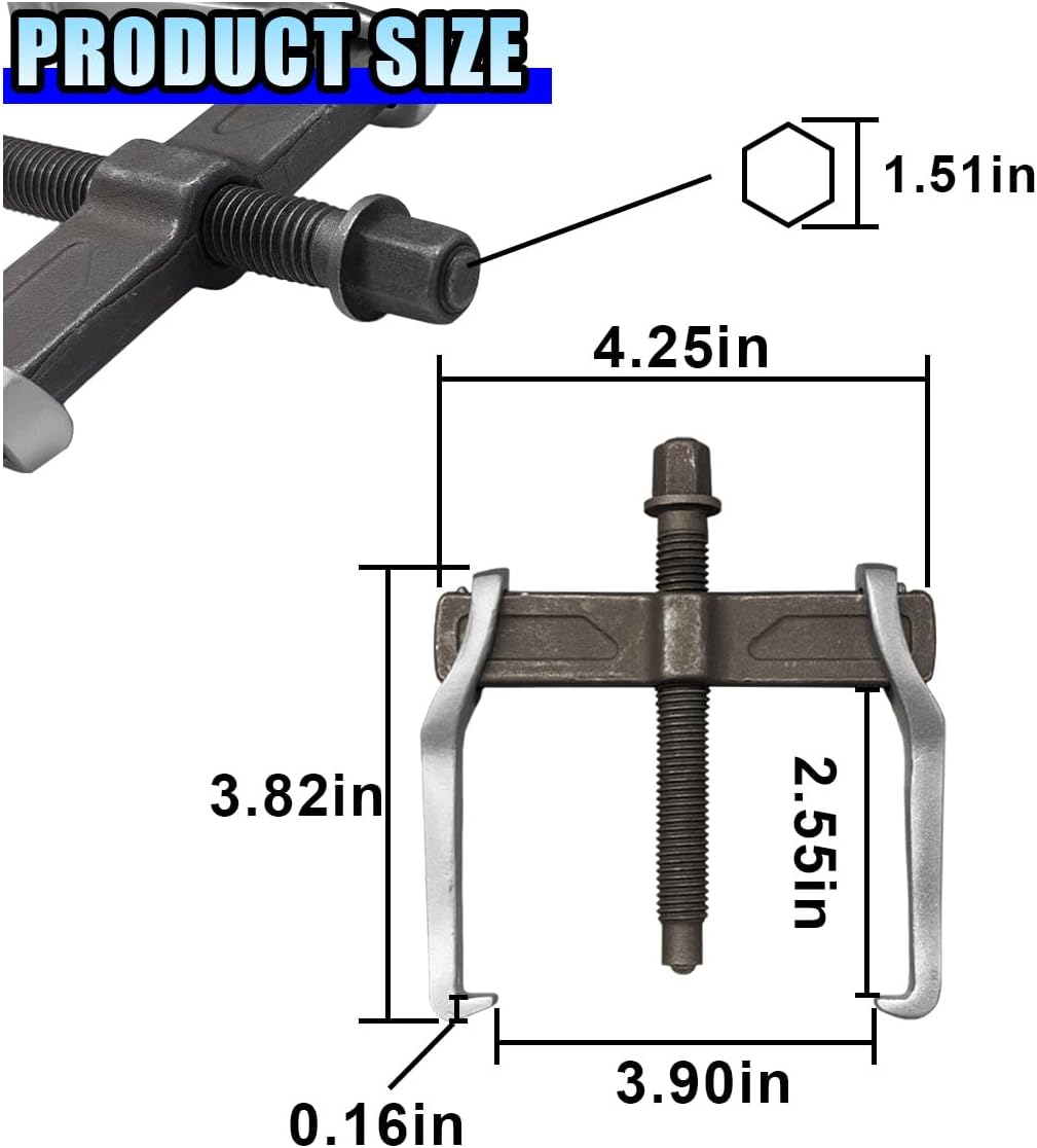 4'' 2 Jaw Bearing Puller, Adjustable Bearing Gears Removal Tool with Two Jaws for External Internal Pulling, Non-Slip Grip Gear Puller for Removal of Pulleys Flywheels Bearing