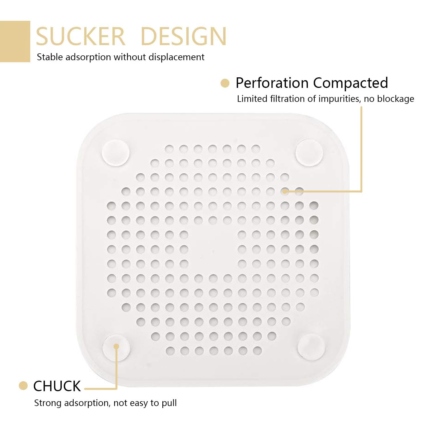 4 Pcs Silicone Drain Protector, Sink Strainer Protector with Sucker, Shower Drain Covers Hair Catcher - Image 3