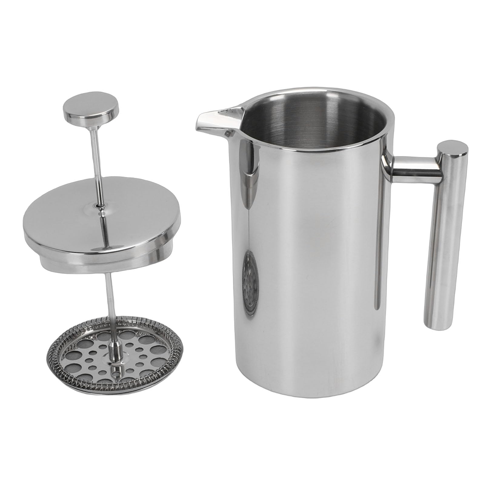 de Prensa Francesa de Acero Inoxidable, Prensa Inoxidable con Aislamiento de Doble Pared, Boquilla en Forma de U, sin Goteo para Camping, Oficina y Hogar (1000ml)