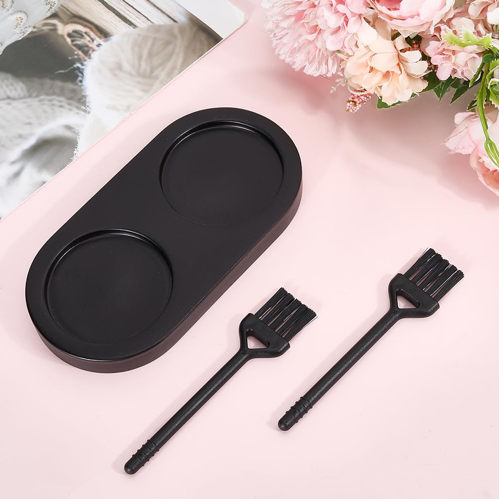 Molinillo de pimienta negra, soporte de madera, molinillo de sal y pimienta, bandeja de madera para comedor con 2 cepillos de limpieza de 5.51 x 2.78 pulgadas, protector de mesa para 2 7