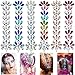 Hair Gems Tattoo Stickers Face Body Jewels Stickers Eyes Forehead Mermaid Rhinestone Glitter Tattoos with Self Adhesive Crystal Tears Paste for DIY Body Art Decals, Music Festival Party(6 Pack)