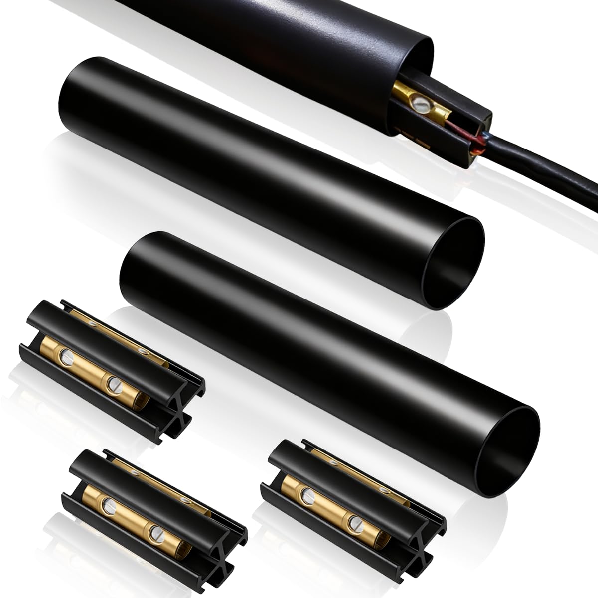3Pcs Underground Wire Splice Kit for 14/3-8/3 UF Cable 600V Direct Burial Splice Kit with Waterproof Connectors Heat Shrink Tubes,Outdoor Wiring Electricians