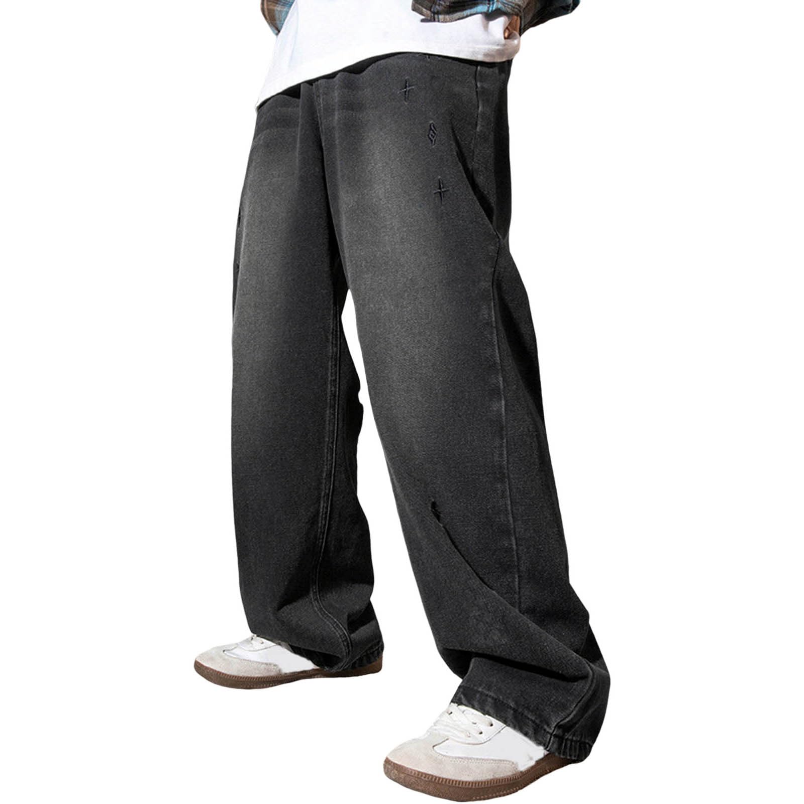 Pantalones Hombre Vaqueros-Pantalones Vaqueros Casuales para Hombre, Estilo, Lavados, semielásticos, con Textura Suelta, Bordados, Rectos
