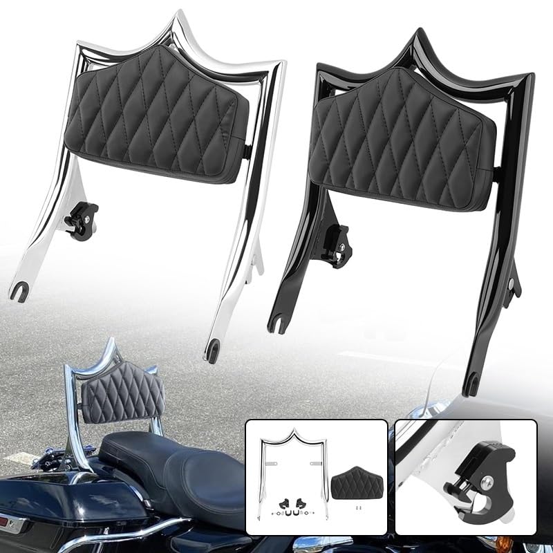 Respaldo sissy bar pasajero desmontable cromado para modelos Road King 2009-2026 3