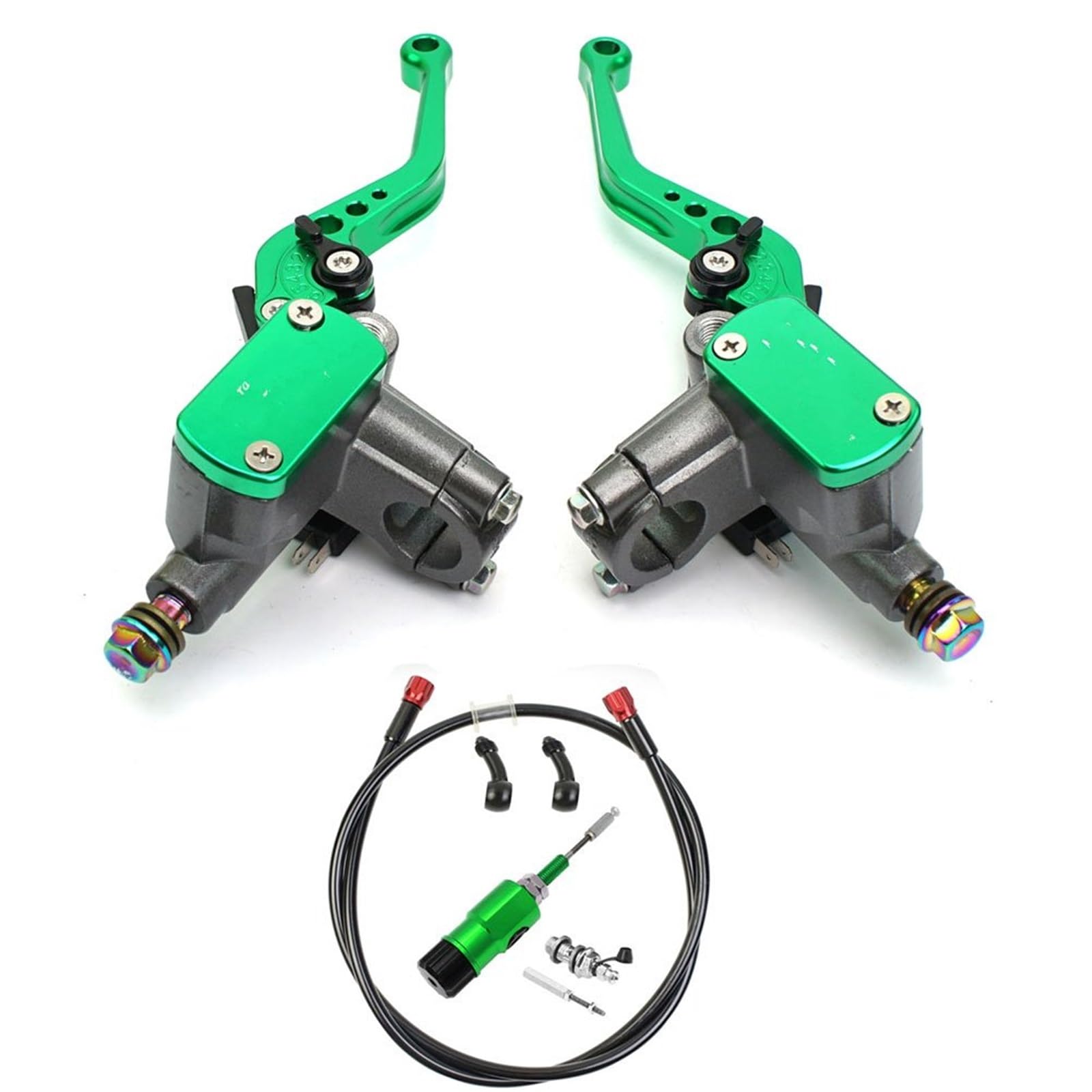 IUKMR Motorcycle Clutch Brake Lever 22mm Motorcycle Hydraulic Clutch Kit Brake Master Cylinder Dirt Bike Sport Scooter(Green Set)
