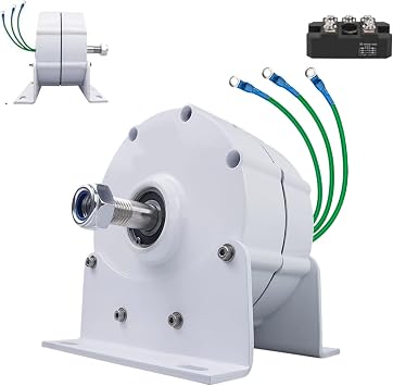 12000w Low RPM Permanent Magnet Generator,Gearless 3 Phase AC Permanent Magnet Generator,Good HeatDissipation,with Rectifier,Use for Water Wind Turbine with Base 48V
