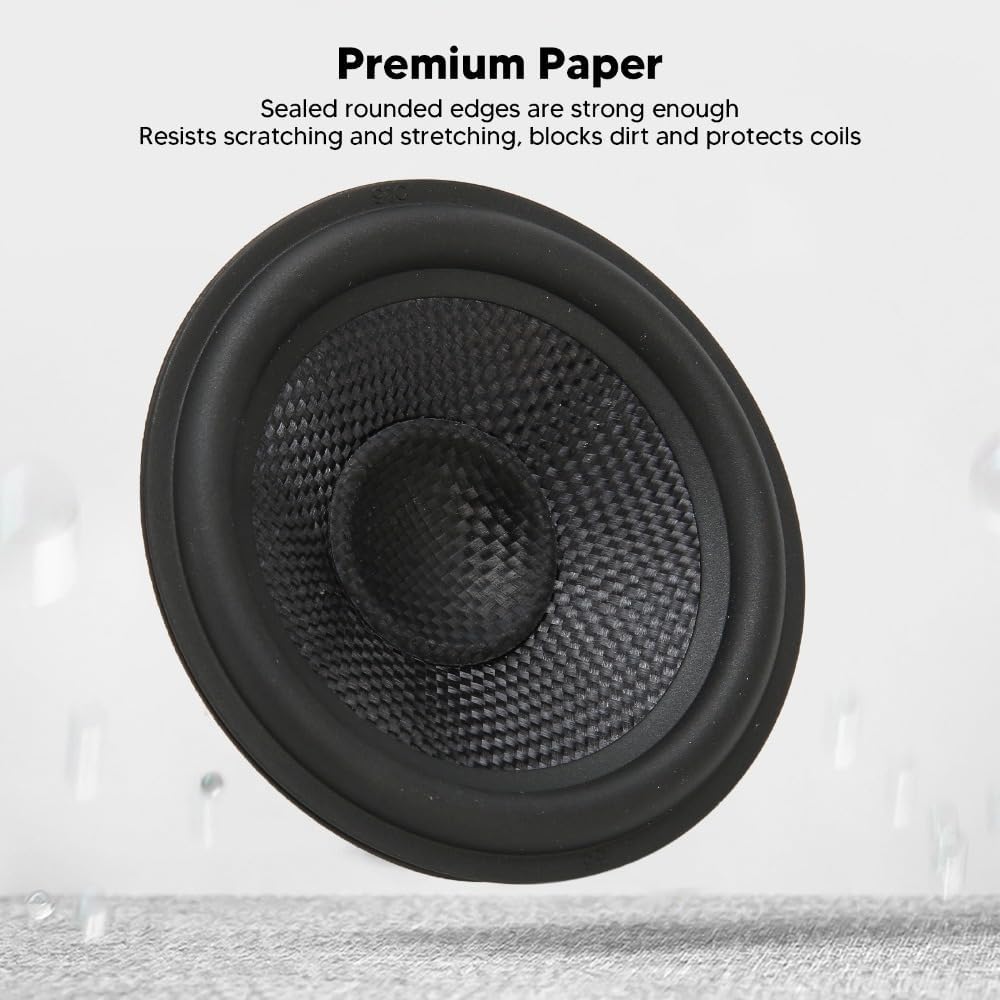 Black Speaker Cone Drum Paper with Rubber Surround Easy to Install Replacement Paper Cone for Subwoofer Repair Accessories(6in)
