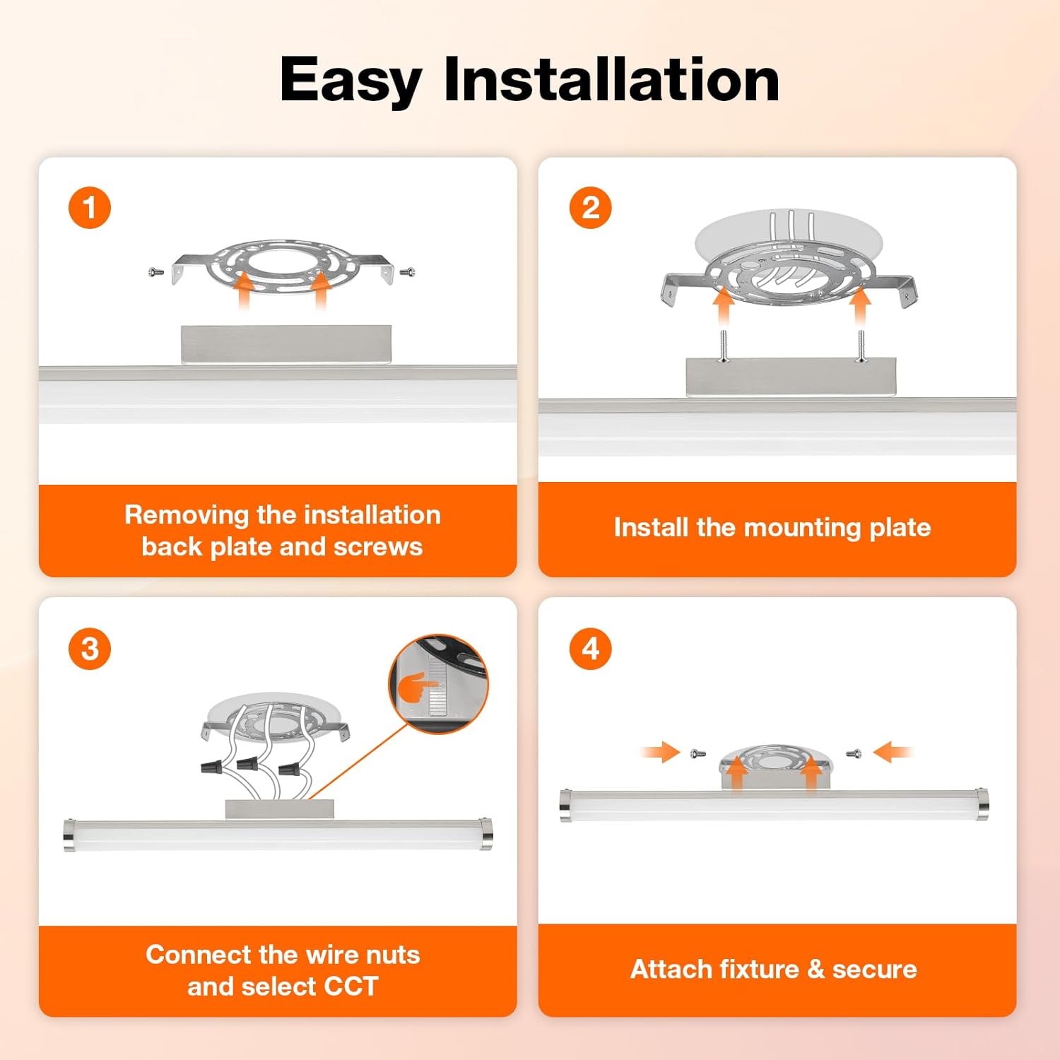 LEDVANCE Sylvania 24" Modern Vanity Lights for Bathroom, 22W, 5 Temperature Select (2700K/3000K/3500K/4000K/6000K), Dimmable, Round Shape, Brush Nickel, with Accessories - 1 Pack (66560)