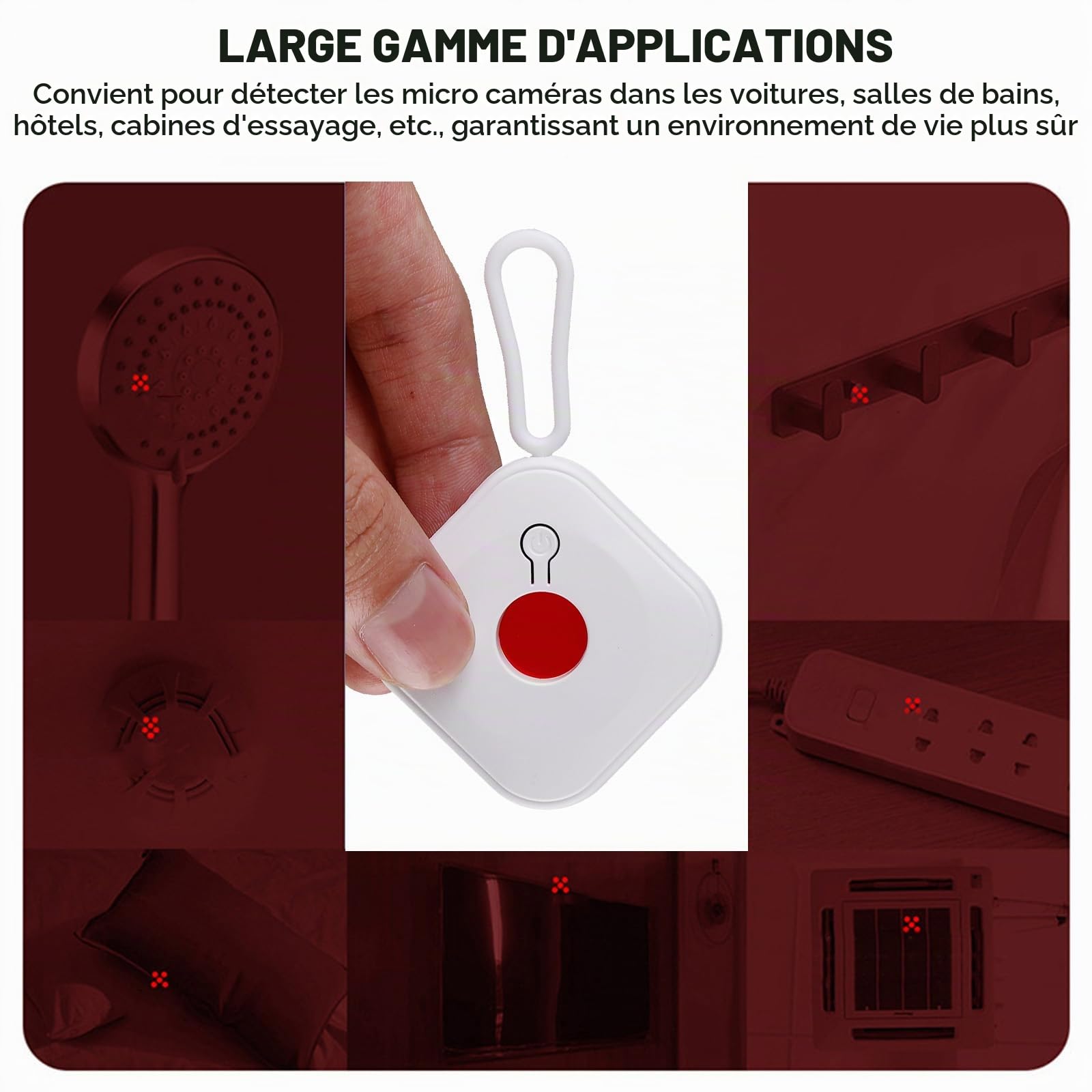 Vegena Detecteur Micro Espion 2 Pièces, Détecteur de Caméra, Détecteur de Caméra Cachée, Detecteur de Micro Espion Portable avec Vision Infrarouge pour Hôtel Salle de Bain Voyage