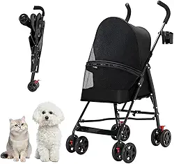 Carrinho de Passeio para Pets até 15kg – Ideal para Cães e Gatos, com Porta-Copos e Estrutura Reforçada