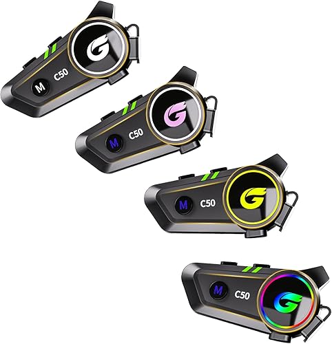 Miniatura 8 de Auriculares Bluetooth para casco de motocicleta con sonido estéreo, sistema de comunicación C50 de 2 vías de 1000 M, altavoces de intercomunicación