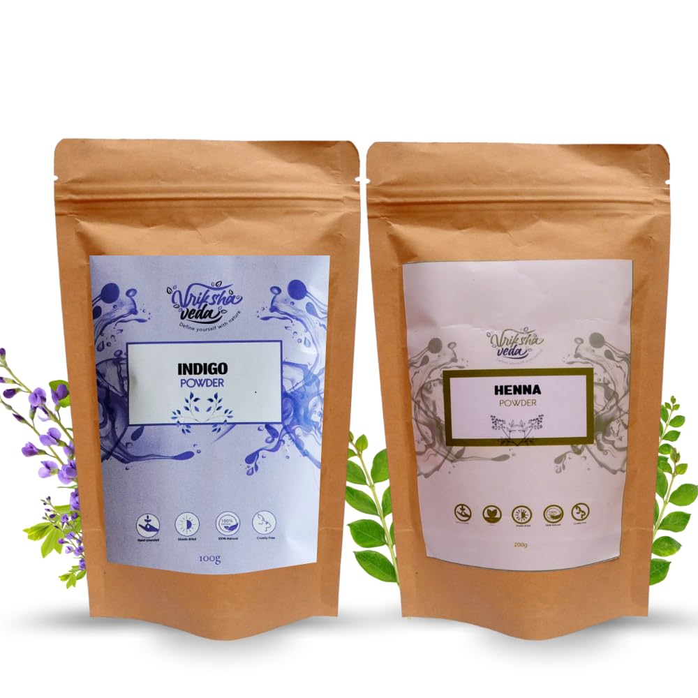 Vriksha Veda Henna & Indigo Powder I 100% Natural Hair Colour for Black Hair I No added preservatives and Additives I100 gms each-picture-41