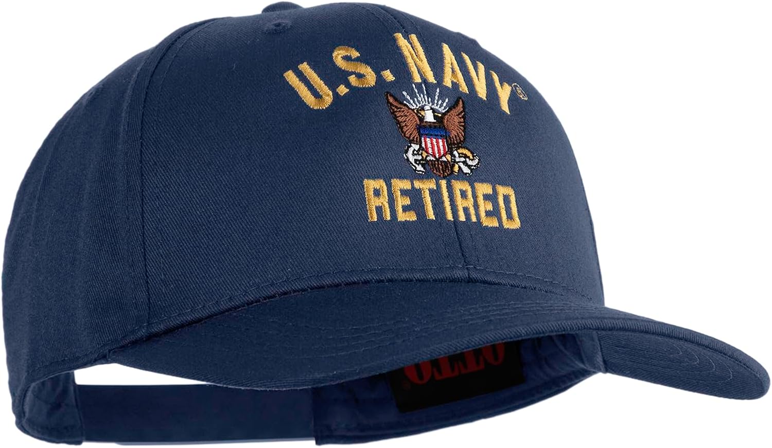 US Navy Retired Military Embroidered Solid Cotton Twill Pro Style Cap - Image 5