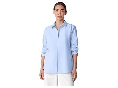 Eileen Fisher Striped Poplin Classic Collar Long Shirt Women