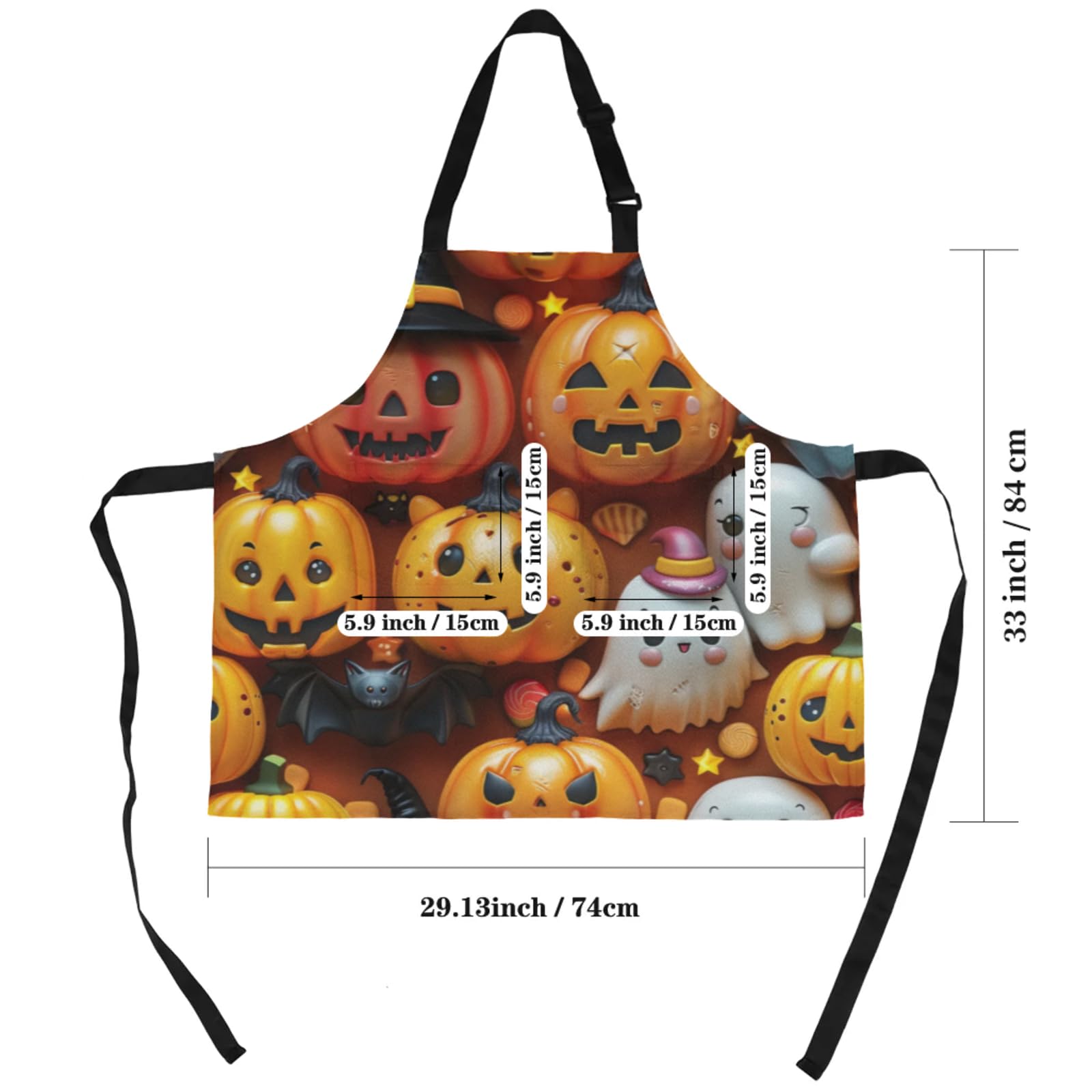 Aglebo Cute Pumpkins Chef Apron with Pockets Adjustable Shoulder Strap Waterproof Cooking Apron for Kitchen Baking Gardening Pottery Painting