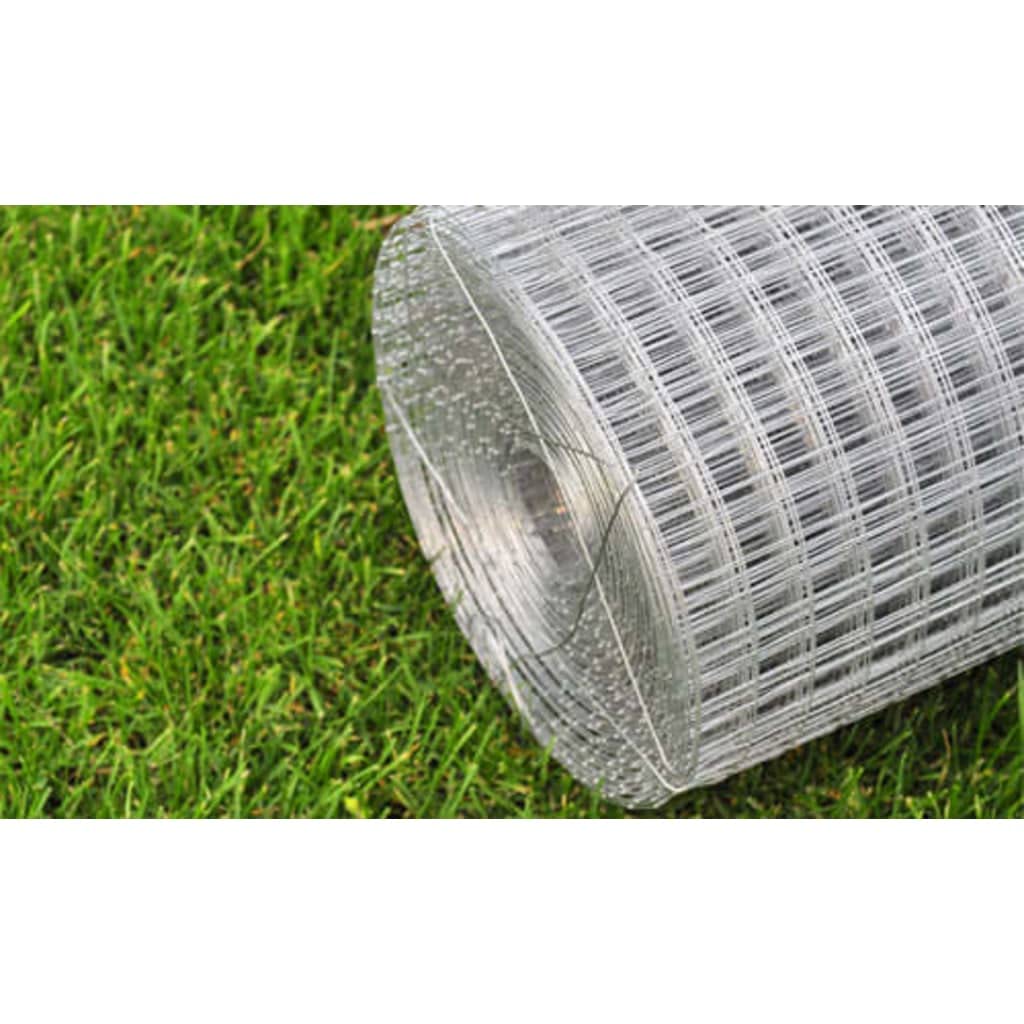 Malla de alambre para aviario (acero galvanizado, 25 x 1 m, plateada, valla de gallina de jardín para la cría de aves de corral, aves de corral, gallinero y gallinero -A3