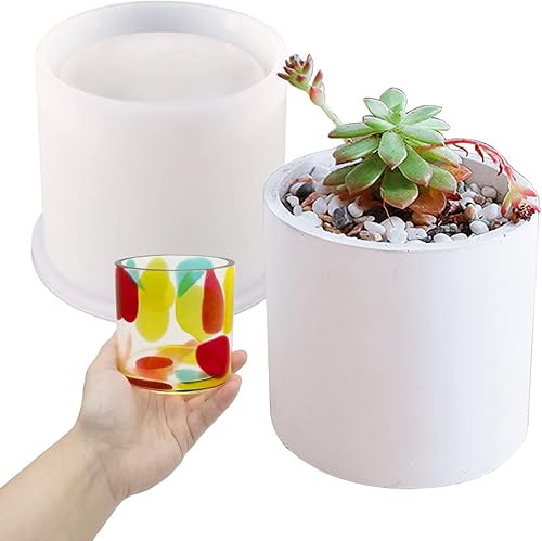 Molde de resina de silicona grande para hormigón, diámetro interior del proyecto de 2.95 pulgadas, molde de maceta cilíndrica, maceta de bricolaje,