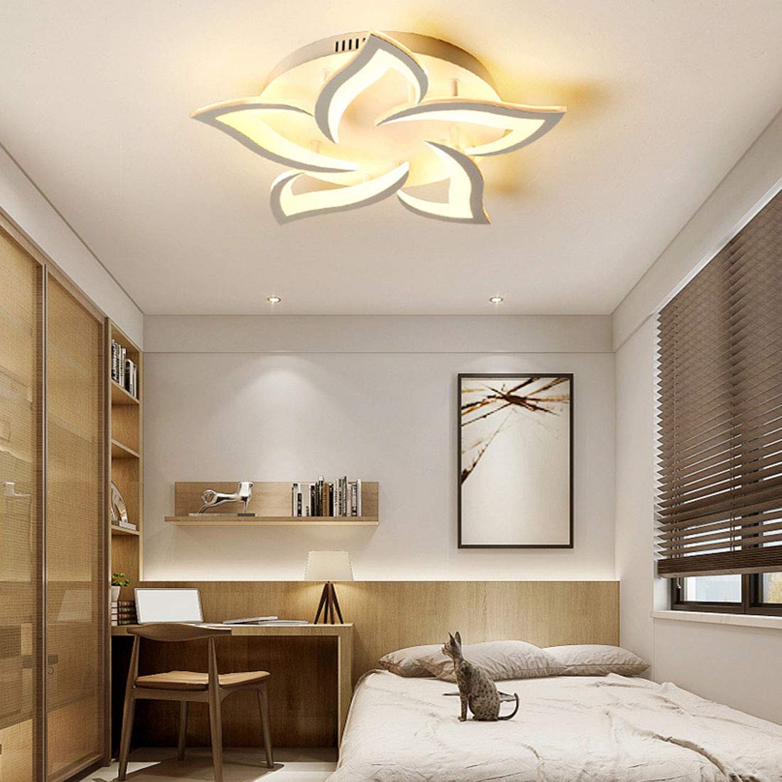 Moderne LED-Deckenleuchte Blütenform – Dimmbar, Mit Fernbedienung, Ø58cm, Für Wohnzimmer & Schlafzimmer