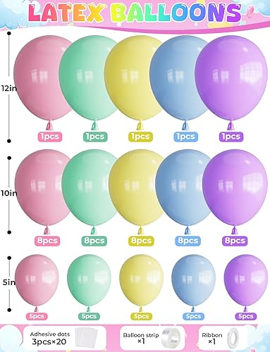 Miniatura 3 de Decoraciones de cumpleaños pastel, globos pastel con pancarta de globos de feliz cumpleaños, globos de macarrón, globo de látex de nube para