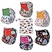 All in One Shell-Snap Cloth Pocket Diapers,Adjustable Size ,6 Pack with 6 Built-in Inserts and 1 Diaper Bag