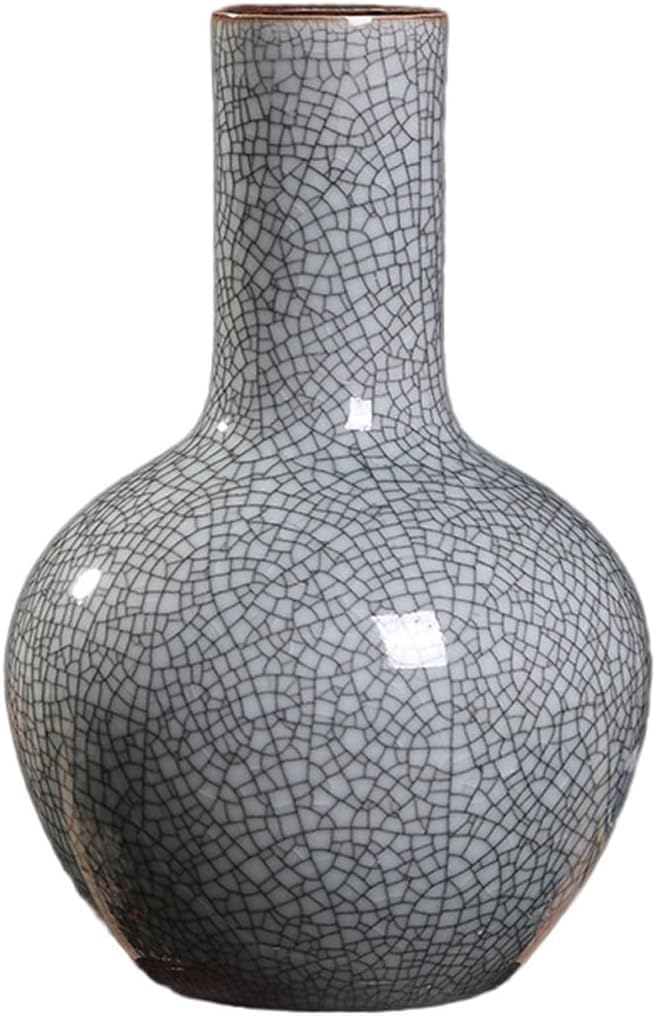 Vase Desktop Ceramic Decorative Vase Crack Decoration Crafts Ornament(W19 X H29cm)